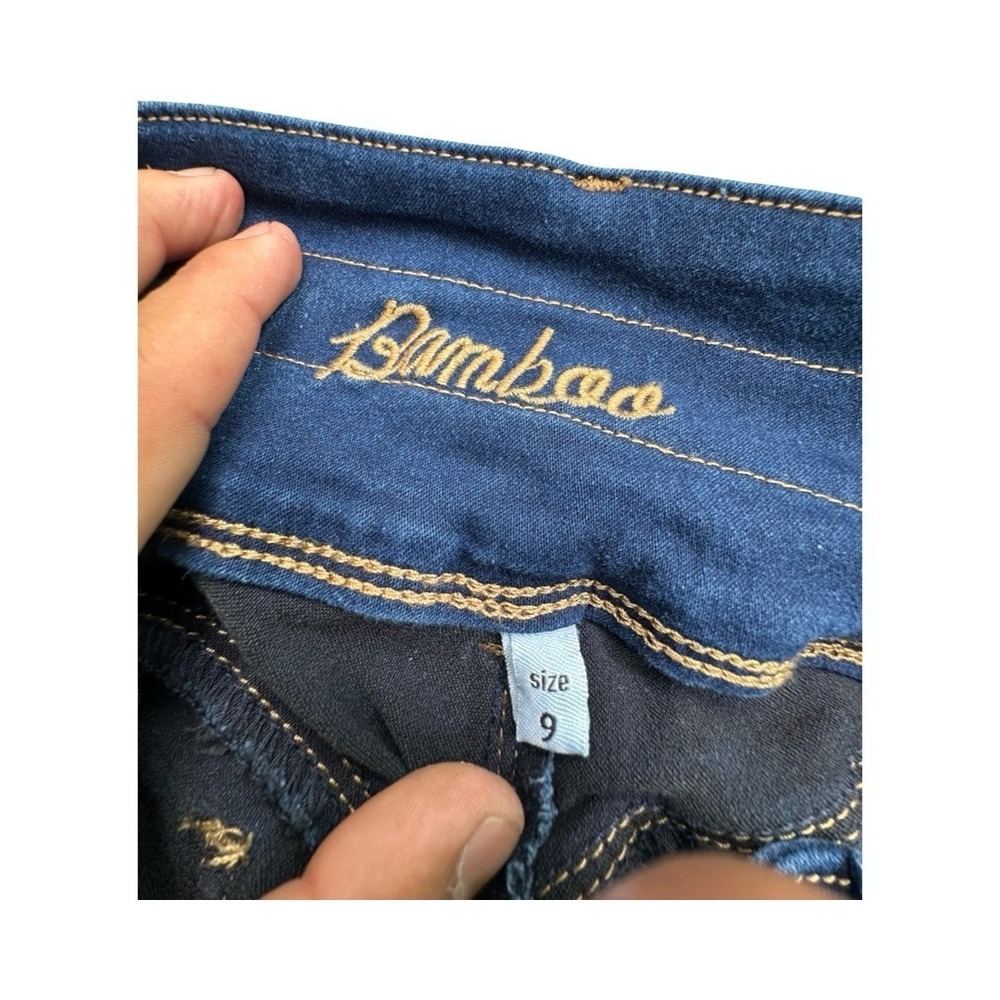 Bamboo Jeans Womens 9 Blue High Rise Multi Button Flare Bell Bottom Denim Pants - Picture 3 of 14